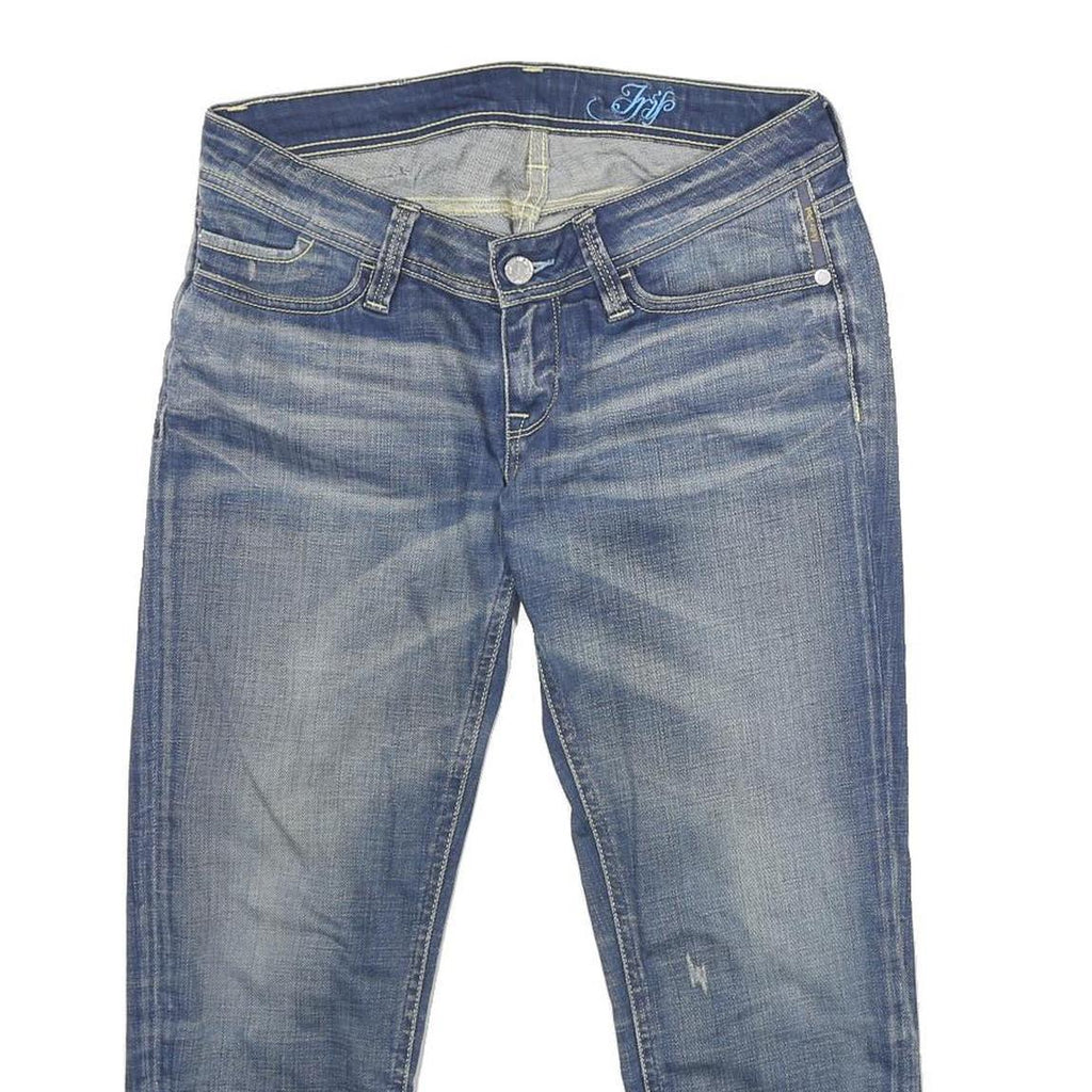 MELTIN POT Womens Blue Relaxed Straight Denim Medium W30 L23 Casual Zip Jeans