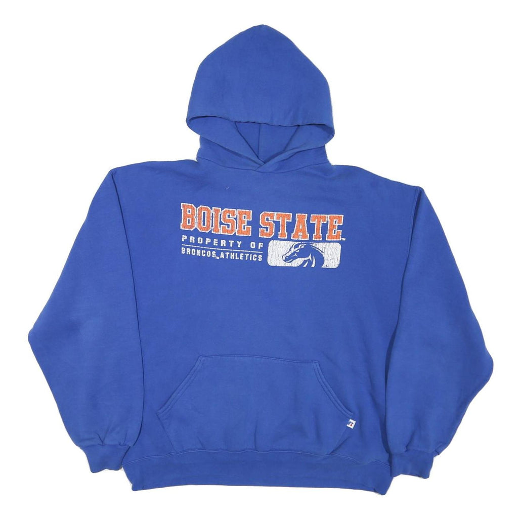 RUSSELL ATHLETIC Mens Blue Boise State Pullover Hoodie L Vintage Sportswear