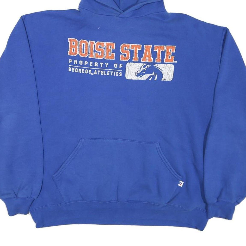 RUSSELL ATHLETIC Mens Blue Boise State Pullover Hoodie L Vintage Sportswear
