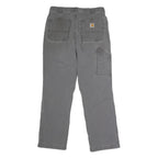 CARHARTT Mens Regular Fit Grey Cotton Blend Button Trousers W34 L30 Workwear