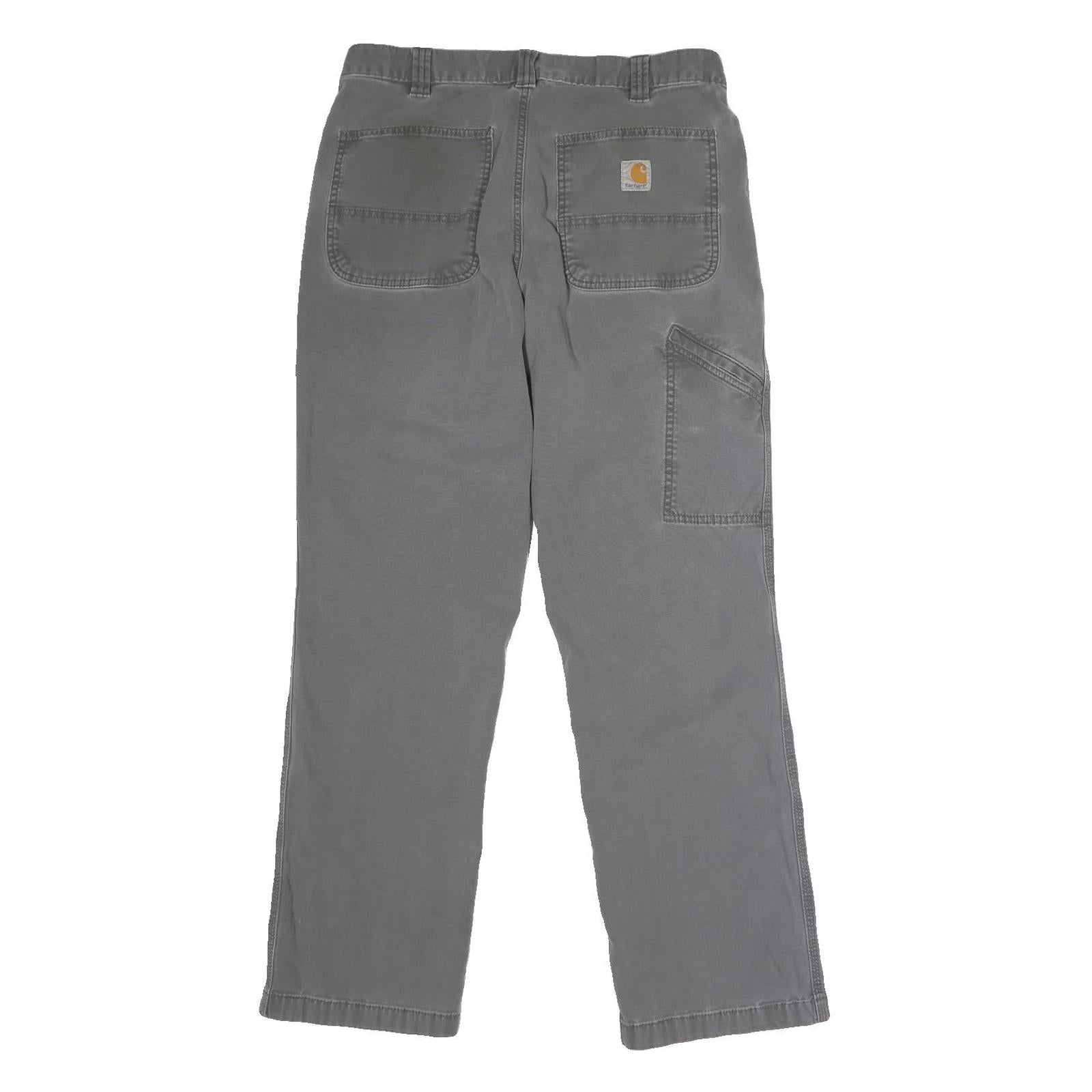 CARHARTT Mens Regular Fit Grey Cotton Blend Button Trousers W34 L30 Workwear