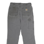 CARHARTT Mens Regular Fit Grey Cotton Blend Button Trousers W34 L30 Workwear