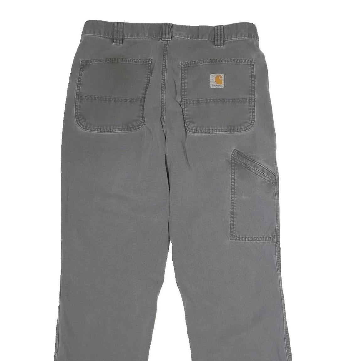 CARHARTT Mens Regular Fit Grey Cotton Blend Button Trousers W34 L30 Workwear