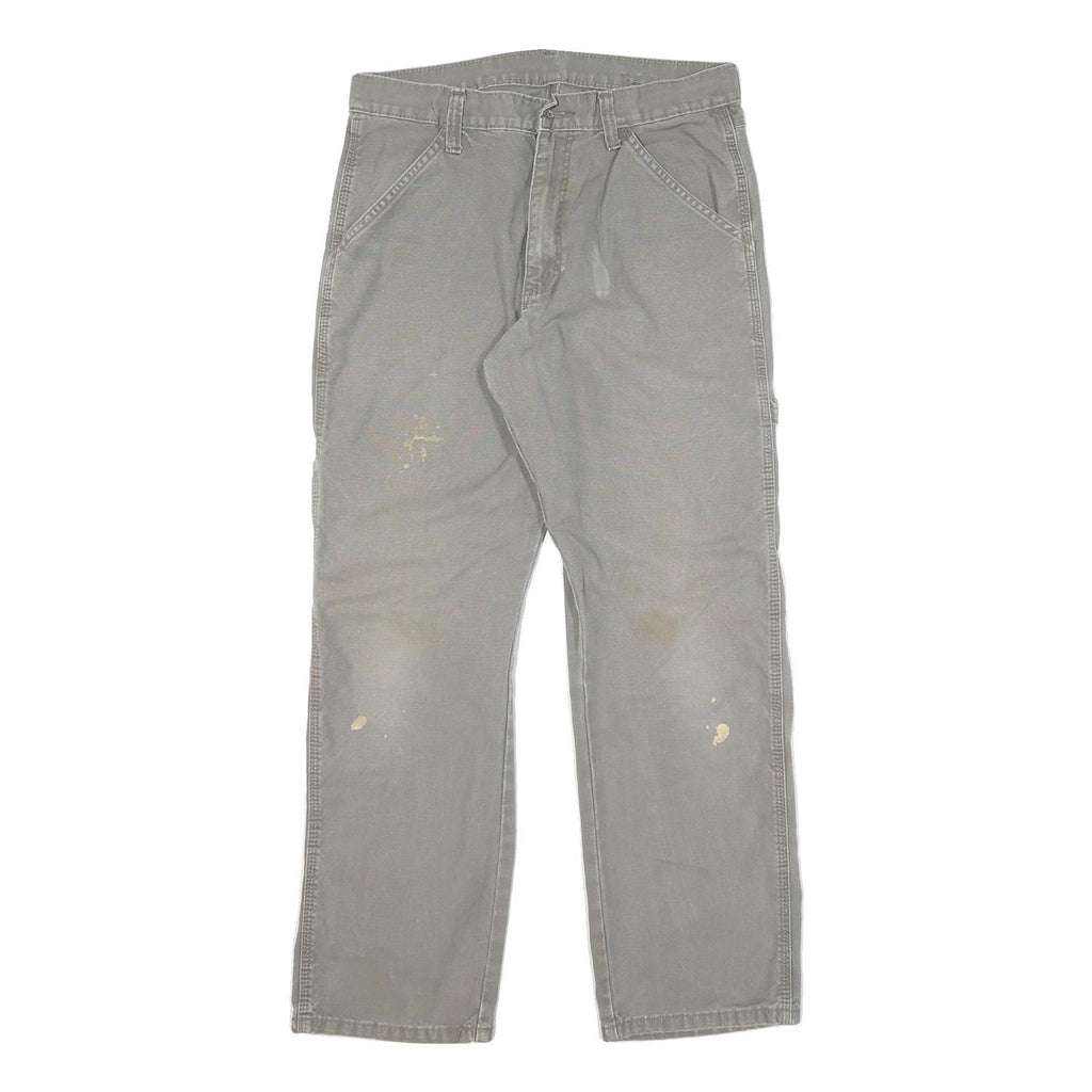 DICKIES Mens Grey Cotton Blend Twill Straight Regular Fit Trousers W30 L28