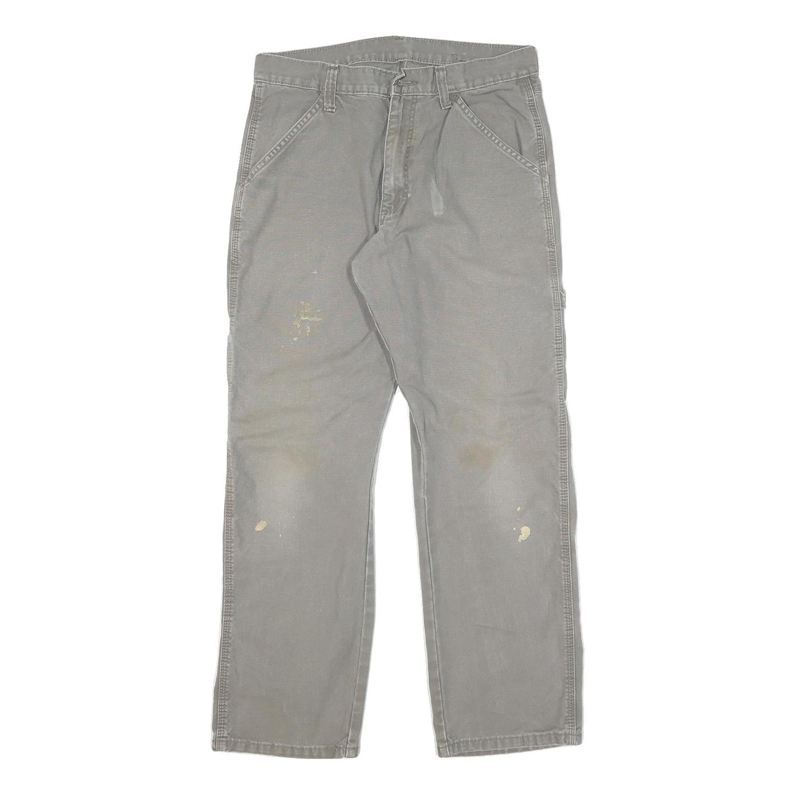 DICKIES Mens Grey Cotton Blend Twill Straight Regular Fit Trousers W30 L28