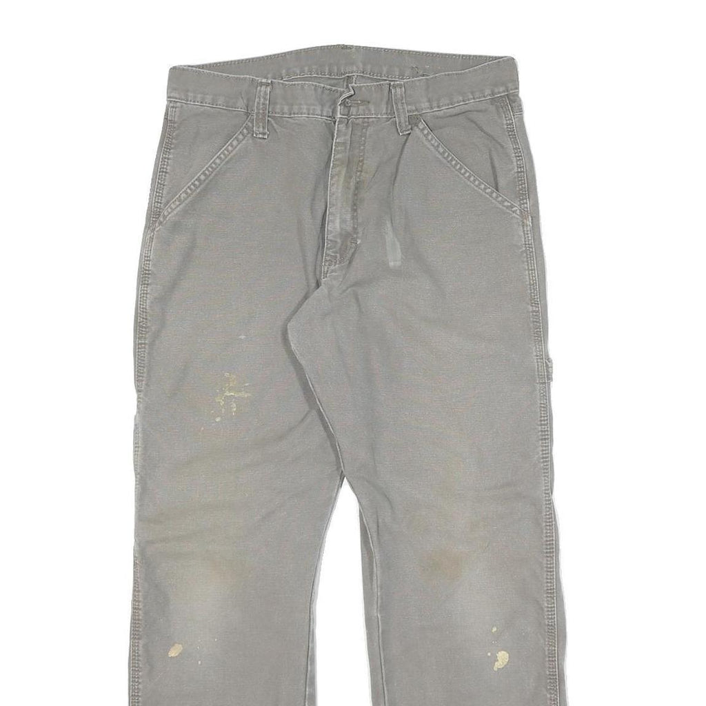 DICKIES Mens Grey Cotton Blend Twill Straight Regular Fit Trousers W30 L28