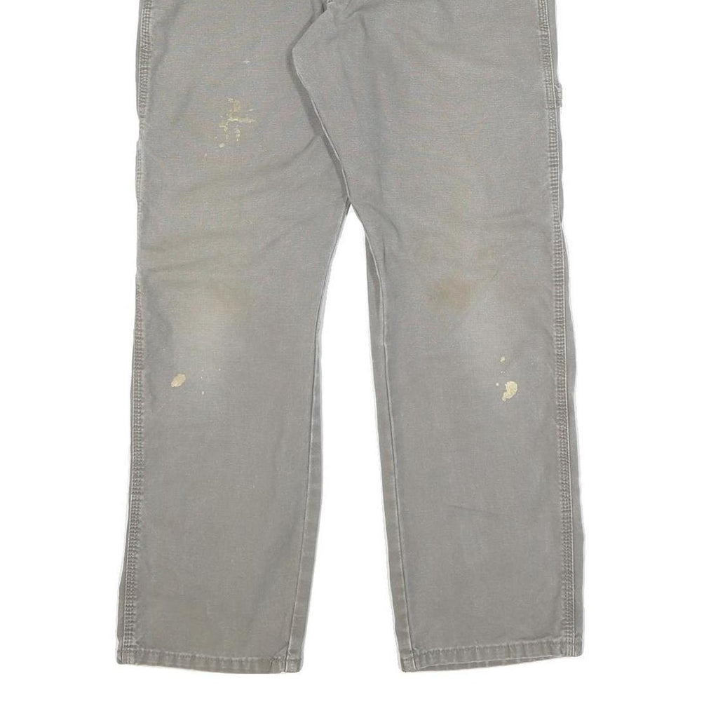 DICKIES Mens Grey Cotton Blend Twill Straight Regular Fit Trousers W30 L28