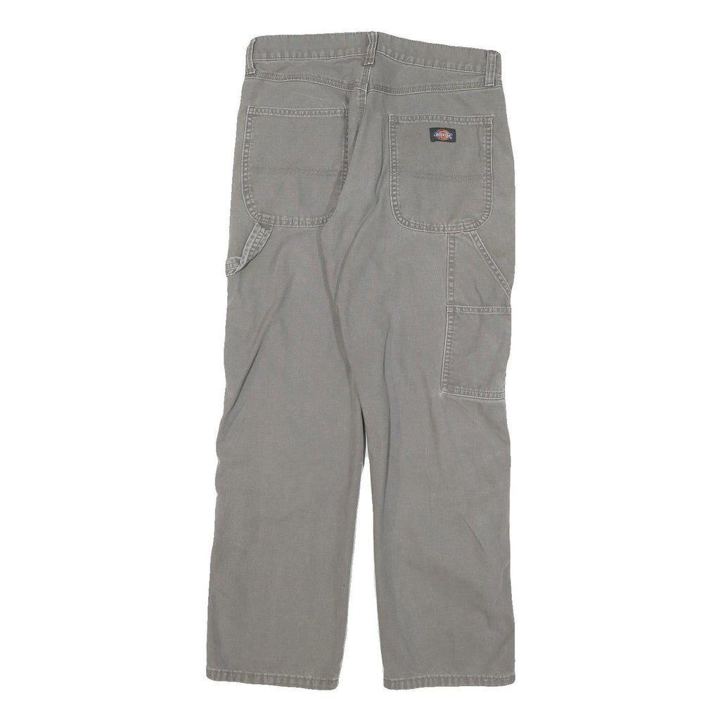 DICKIES Mens Grey Cotton Blend Twill Straight Regular Fit Trousers W30 L28