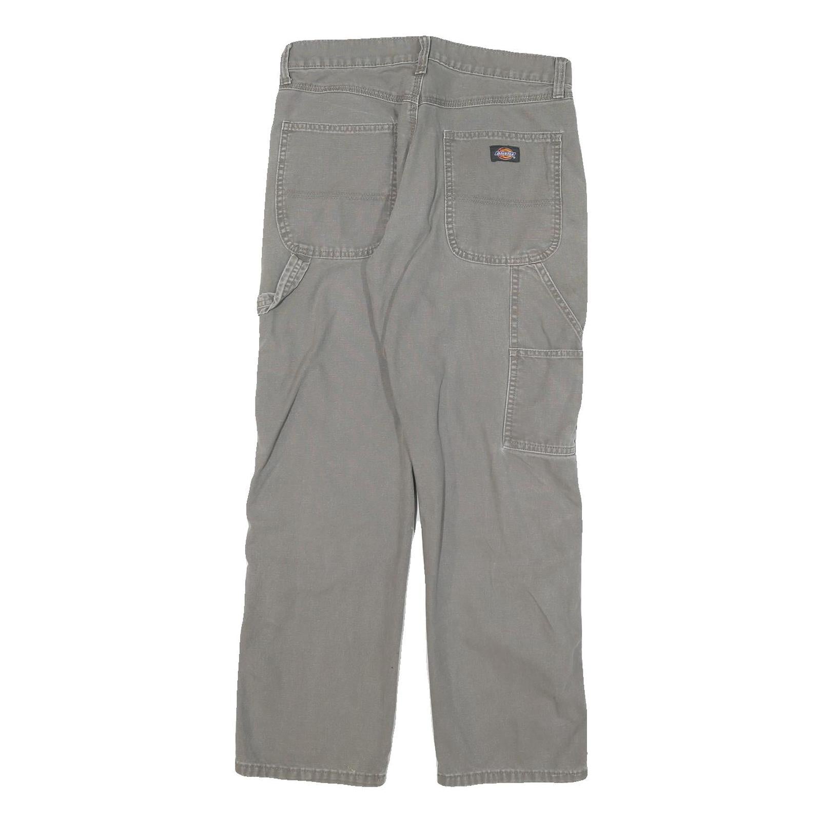 DICKIES Mens Grey Cotton Blend Twill Straight Regular Fit Trousers W30 L28