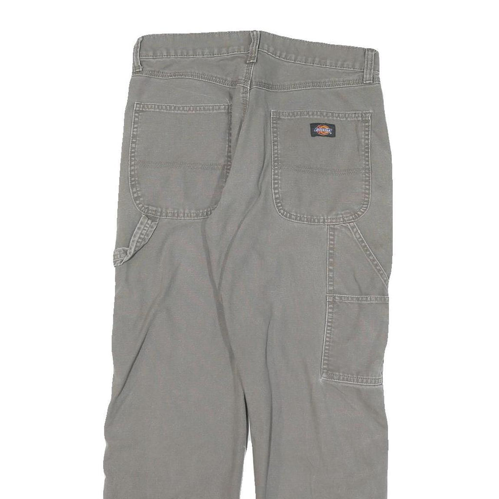DICKIES Mens Grey Cotton Blend Twill Straight Regular Fit Trousers W30 L28