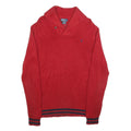 POLO RALPH LAUREN Boys Red Shawl Collar Plain Cotton Jumper XL Classic Knitwear