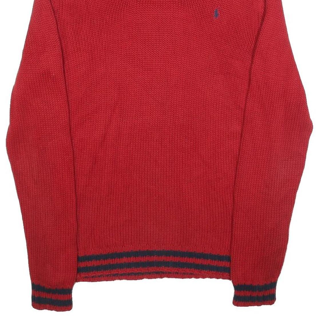 POLO RALPH LAUREN Boys Red Shawl Collar Plain Cotton Jumper XL Classic Knitwear