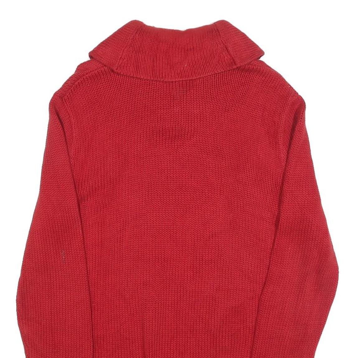POLO RALPH LAUREN Boys Red Shawl Collar Plain Cotton Jumper XL Classic Knitwear