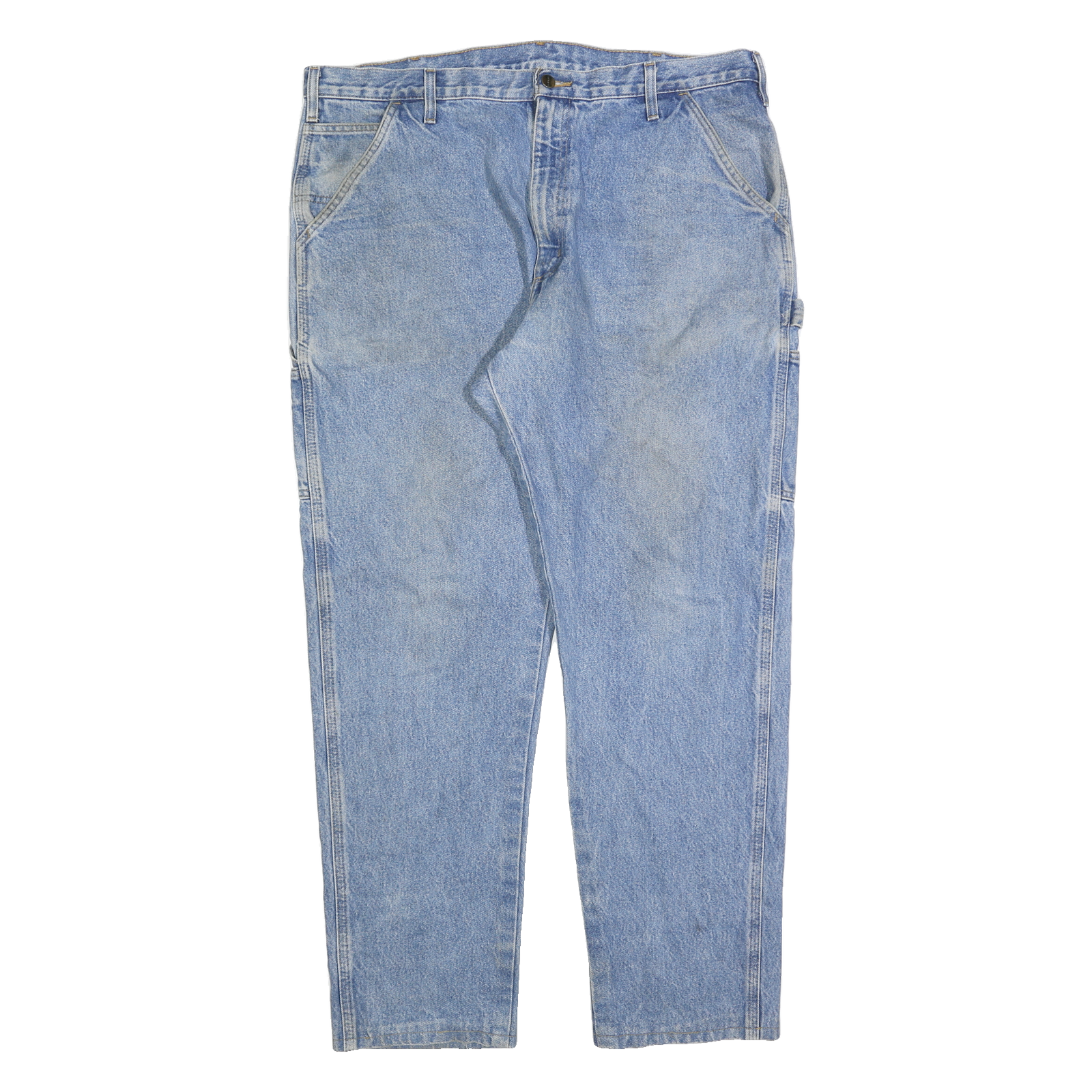 CARHARTT Mens Denim Blue Regular Straight Trousers W40 L34 Workwear Casual