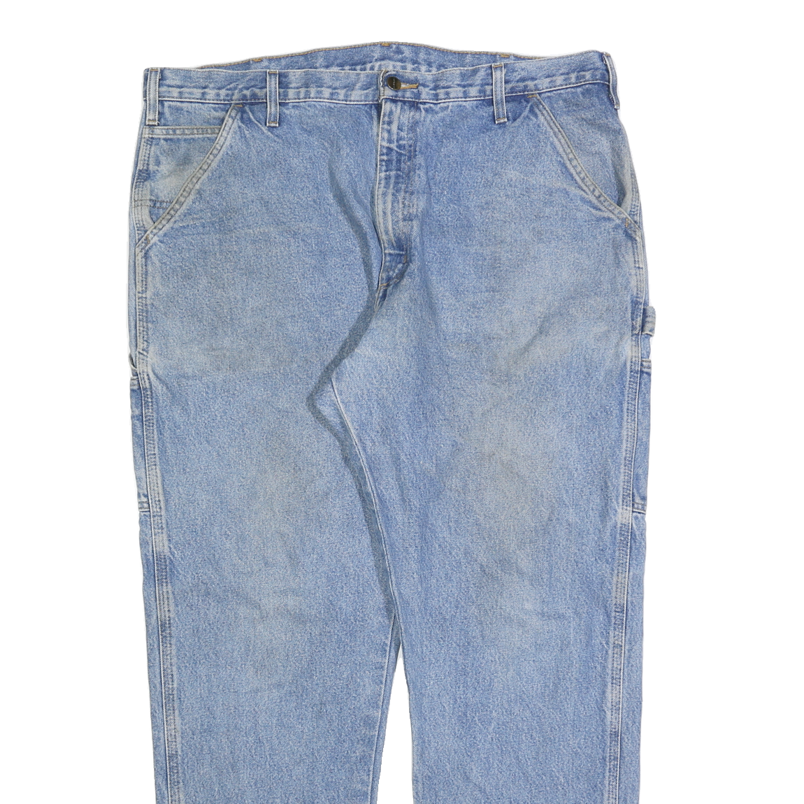 CARHARTT Mens Denim Blue Regular Straight Trousers W40 L34 Workwear Casual