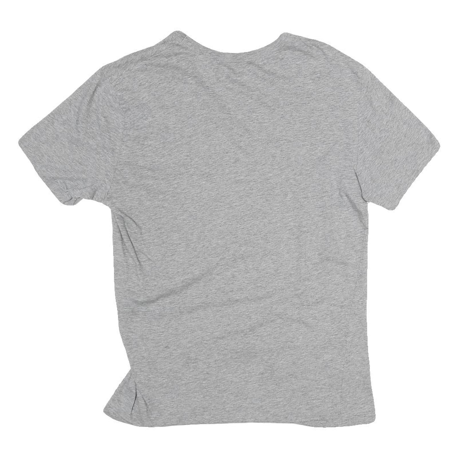 PUMA Womens Grey Cotton Blend V-Neck Short Sleeve T-Shirt M Casual Basic