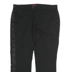 GUESS Mens Cotton Blend Black Regular Trousers W38 L30 Satin Side Stripe Zip