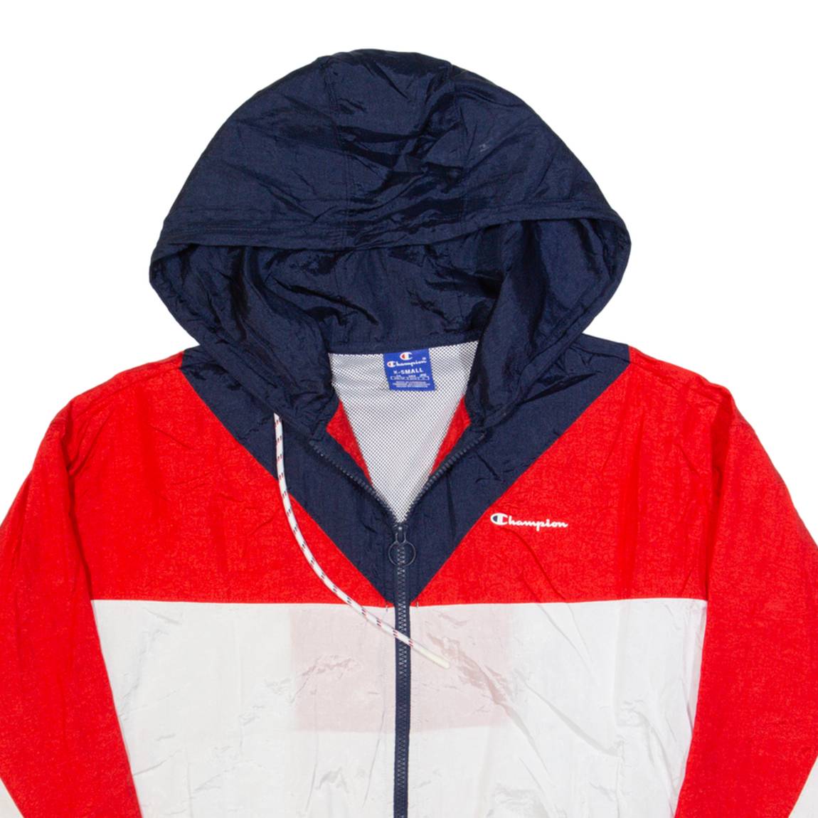 CHAMPION Mesh Lined Womens Track Jacket Red Hooded Colourblock XS
