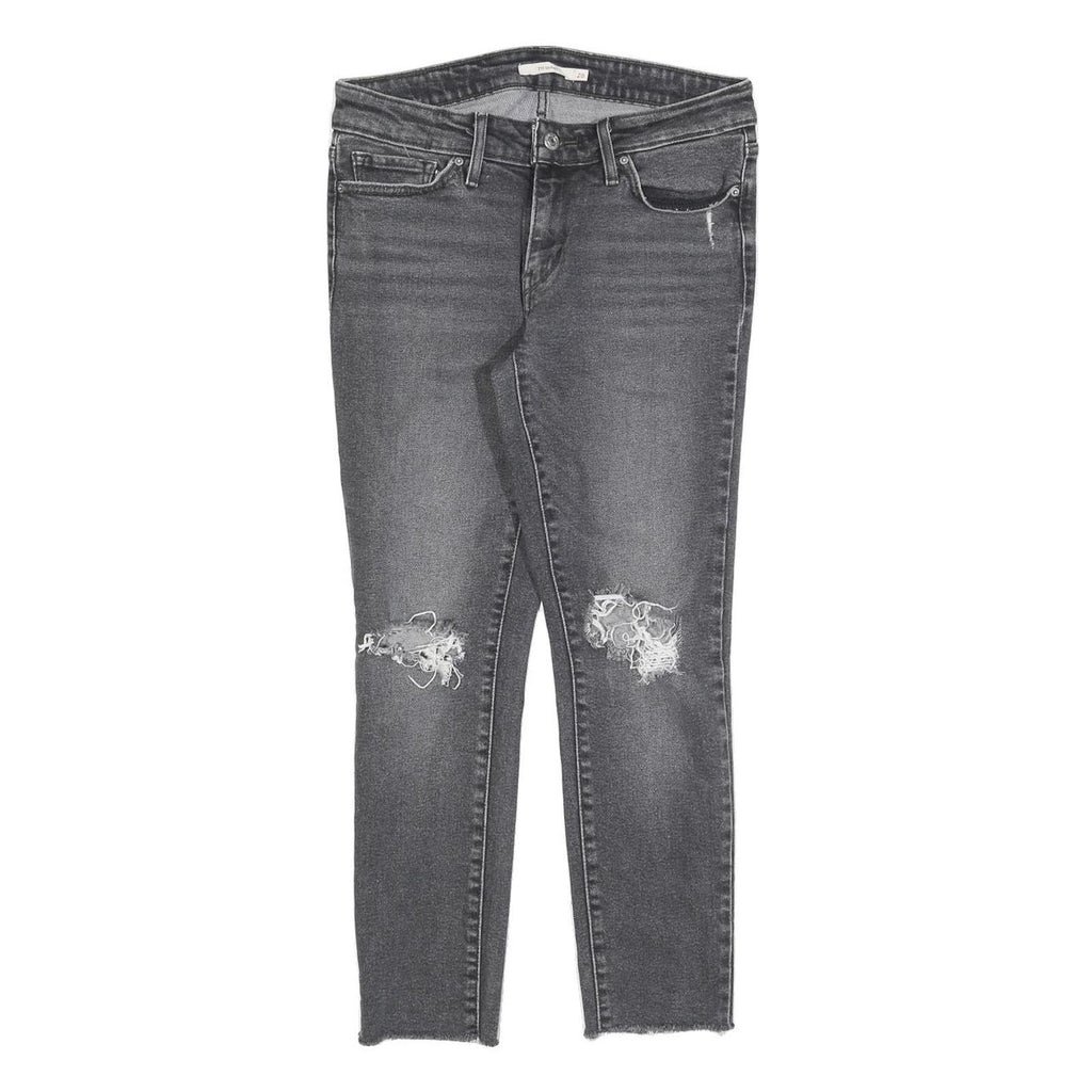 LEVI'S 711 Womens Jeans Grey Slim Skinny Denim Rinse W28 L25 Distressed