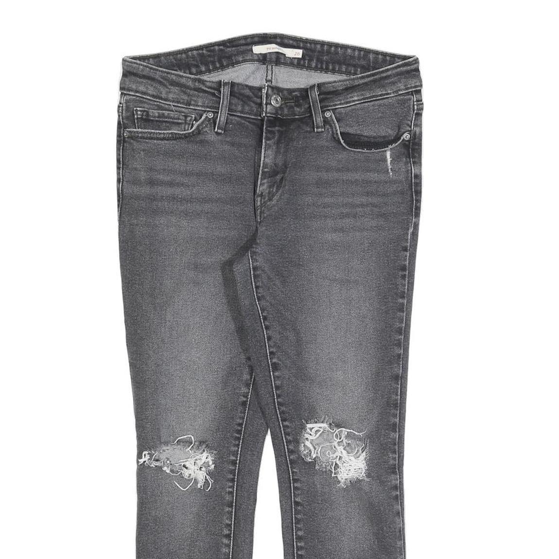 LEVI'S 711 Womens Jeans Grey Slim Skinny Denim Rinse W28 L25 Distressed