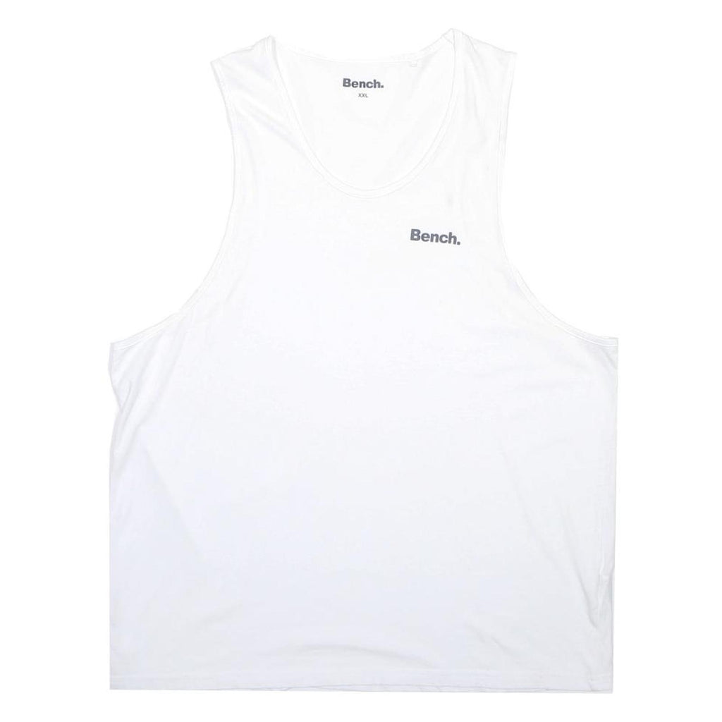 BENCH Mens White Sleeveless Round Neck Cotton Blend Tank Top 2XL Casual Summer