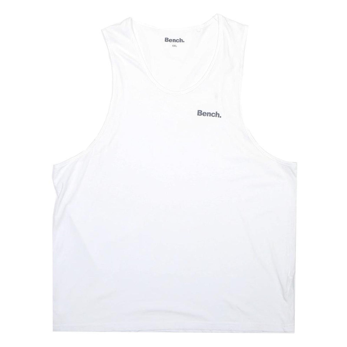 BENCH Mens White Sleeveless Round Neck Cotton Blend Tank Top 2XL Casual Summer