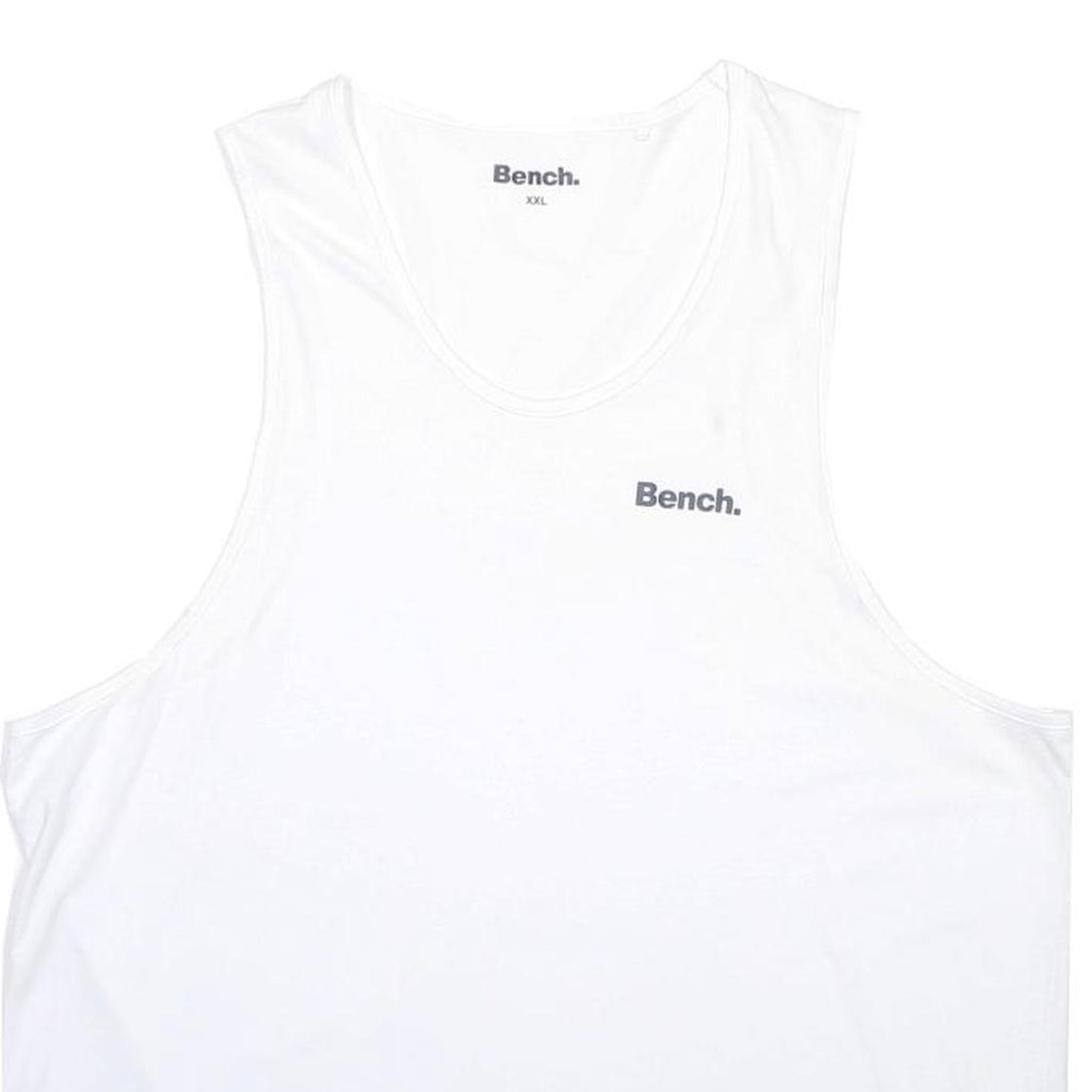 BENCH Mens White Sleeveless Round Neck Cotton Blend Tank Top 2XL Casual Summer