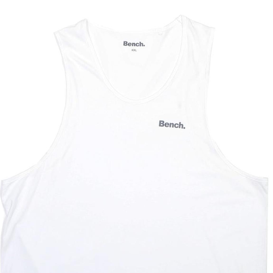 BENCH Mens White Sleeveless Round Neck Cotton Blend Tank Top 2XL Casual Summer