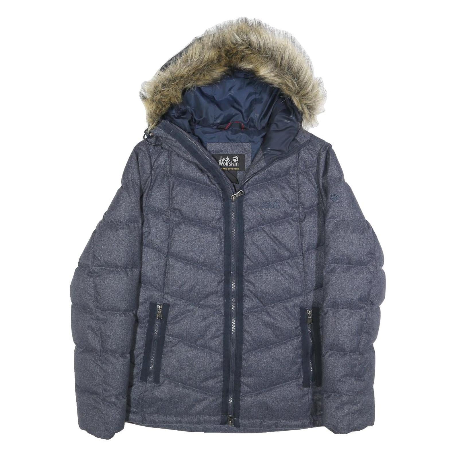 JACK WOLFSKIN Womens Blue Denim Outdoor Jacket UK 12 Polyester Blend Puffer Zip