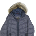 JACK WOLFSKIN Womens Blue Denim Outdoor Jacket UK 12 Polyester Blend Puffer Zip