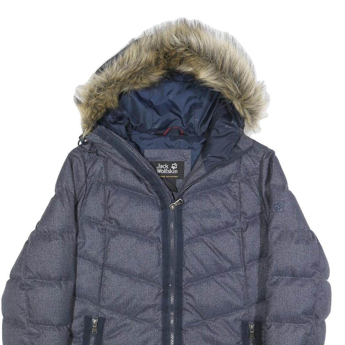 JACK WOLFSKIN Womens Blue Denim Outdoor Jacket UK 12 Polyester Blend Puffer Zip