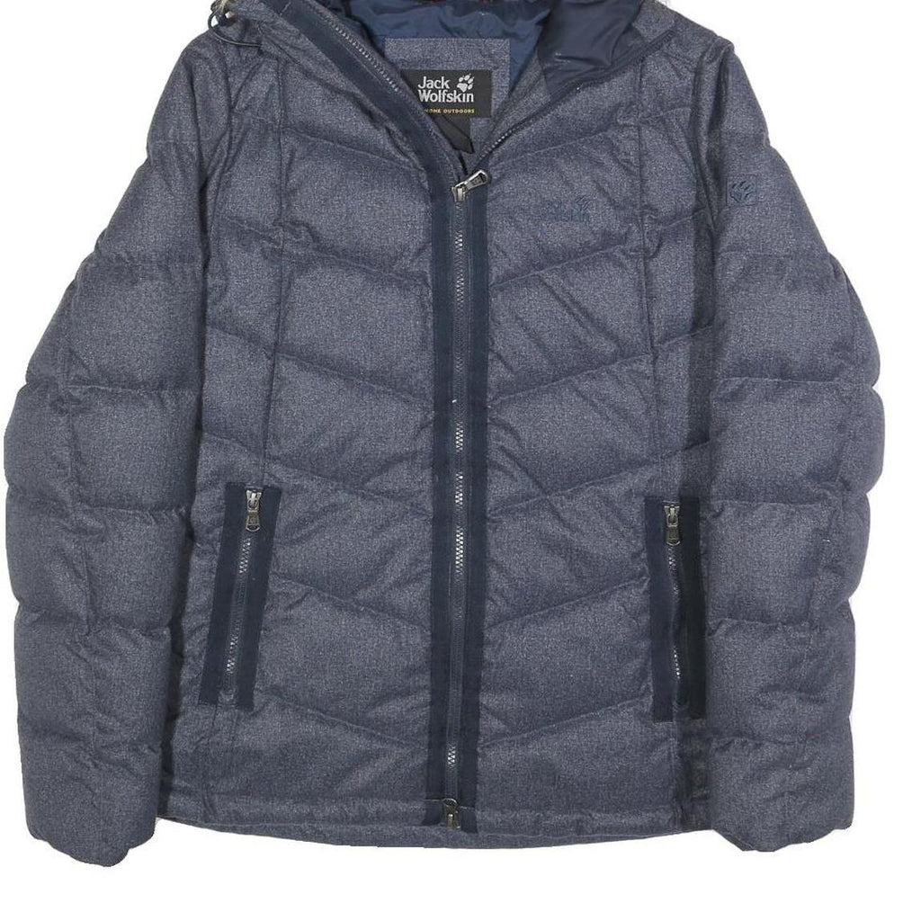 JACK WOLFSKIN Womens Blue Denim Outdoor Jacket UK 12 Polyester Blend Puffer Zip