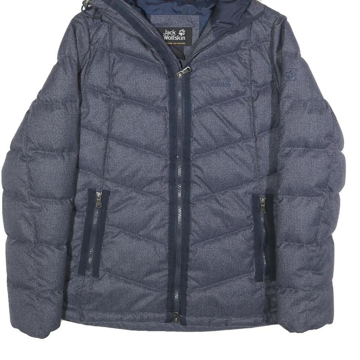 JACK WOLFSKIN Womens Blue Denim Outdoor Jacket UK 12 Polyester Blend Puffer Zip