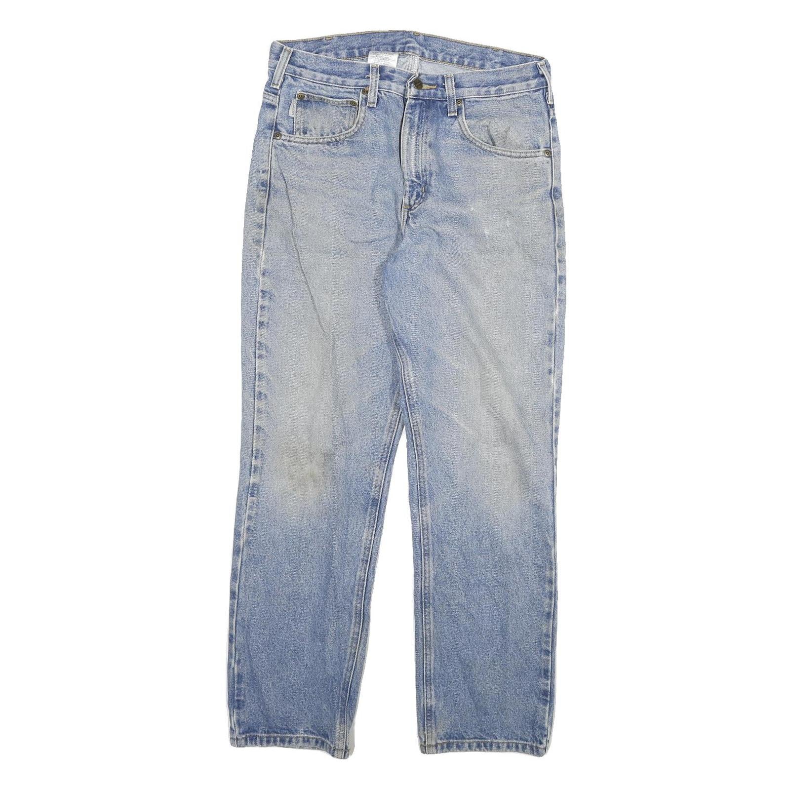 CARHARTT Mens Regular Fit Straight Denim Light Blue W32 L30 Cotton Blend Zip