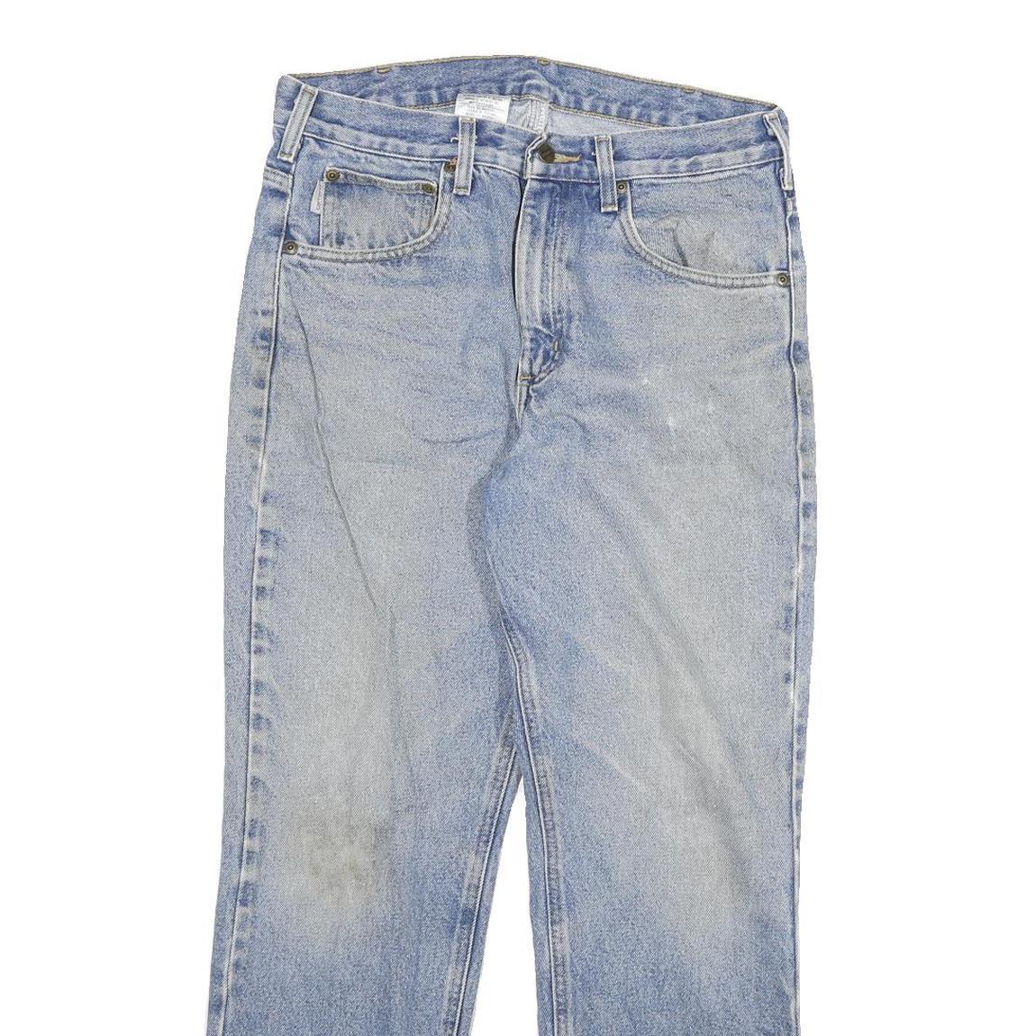 CARHARTT Mens Regular Fit Straight Denim Light Blue W32 L30 Cotton Blend Zip