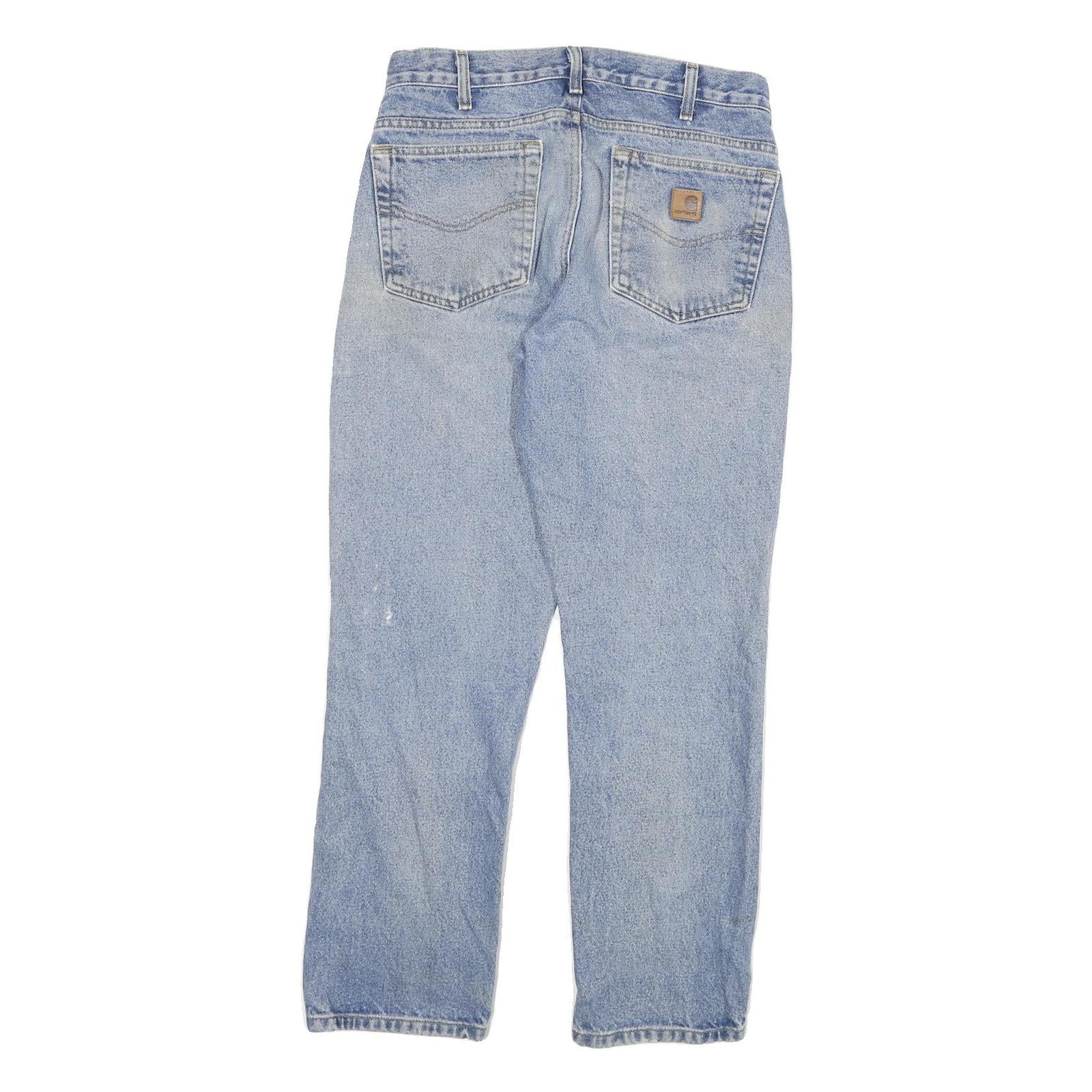 CARHARTT Mens Regular Fit Straight Denim Light Blue W32 L30 Cotton Blend Zip