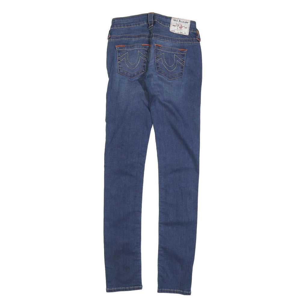 TRUE RELIGION Womens Slim Blue Denim Jeans W25 L31 Classic Cotton Blend Zip