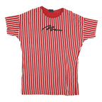 CATCH Mens Red & White Striped Graphic T-Shirt S Short Sleeve Crew Neck Casual