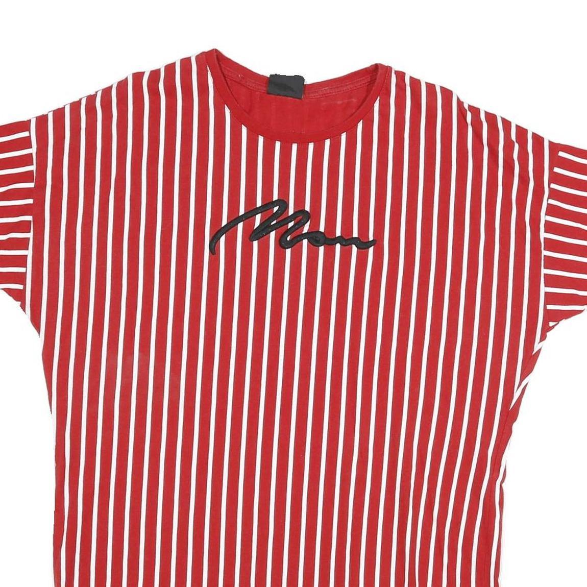 CATCH Mens Red & White Striped Graphic T-Shirt S Short Sleeve Crew Neck Casual
