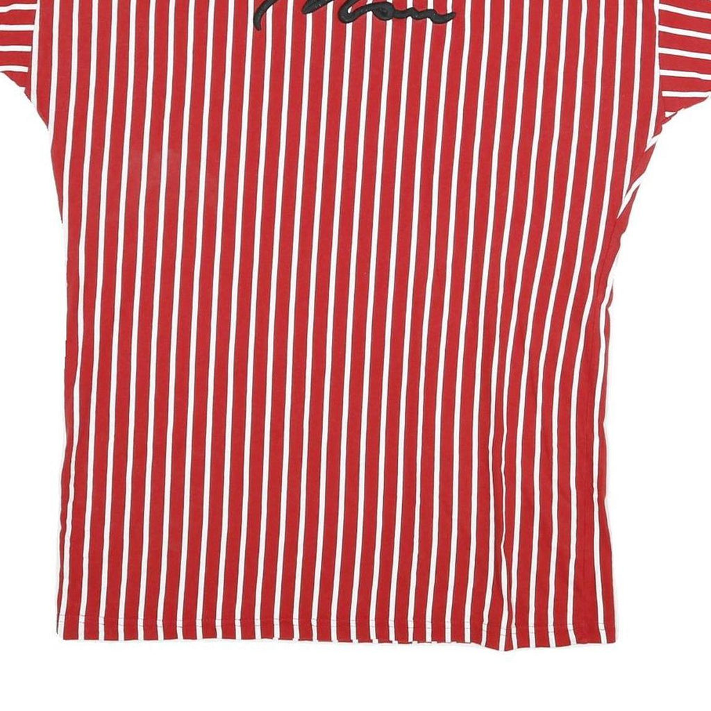 CATCH Mens Red & White Striped Graphic T-Shirt S Short Sleeve Crew Neck Casual