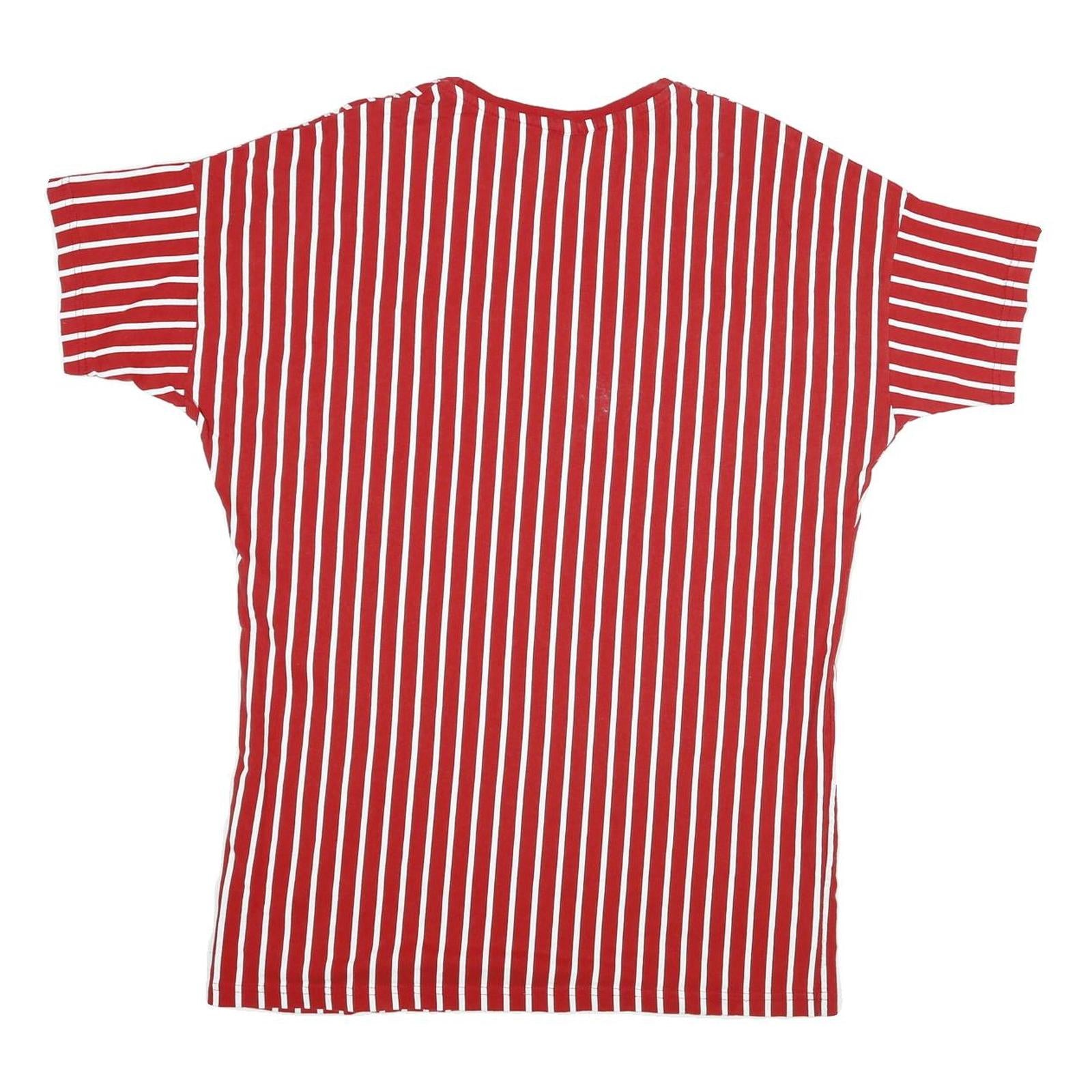 CATCH Mens Red & White Striped Graphic T-Shirt S Short Sleeve Crew Neck Casual