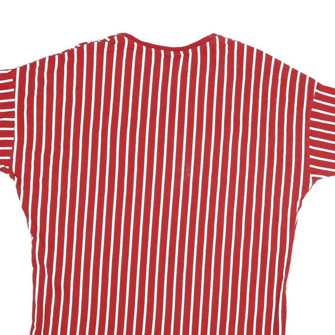 CATCH Mens Red & White Striped Graphic T-Shirt S Short Sleeve Crew Neck Casual