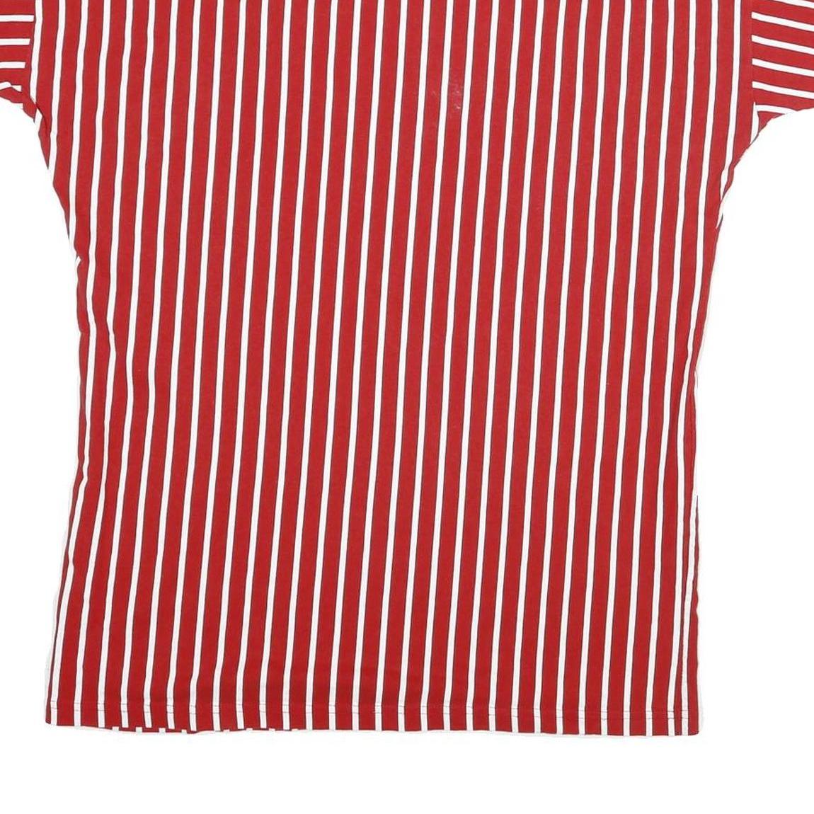 CATCH Mens Red & White Striped Graphic T-Shirt S Short Sleeve Crew Neck Casual