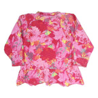 Womens Pink Floral Print Zip Jacket L Polyester Blend Lightweight Casual