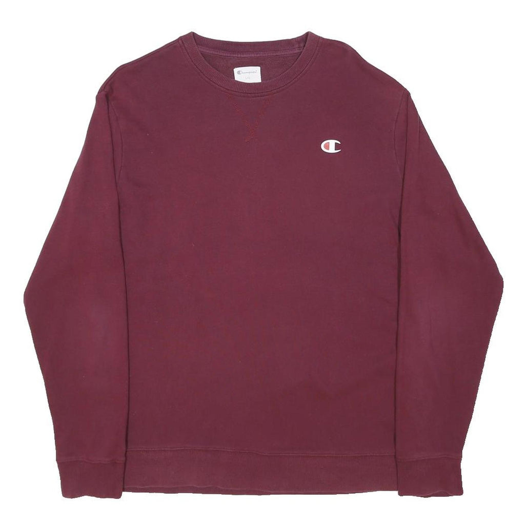 CHAMPION Mens Maroon Crew Neck L Cotton Sweatshirt Pullover Casual Wear