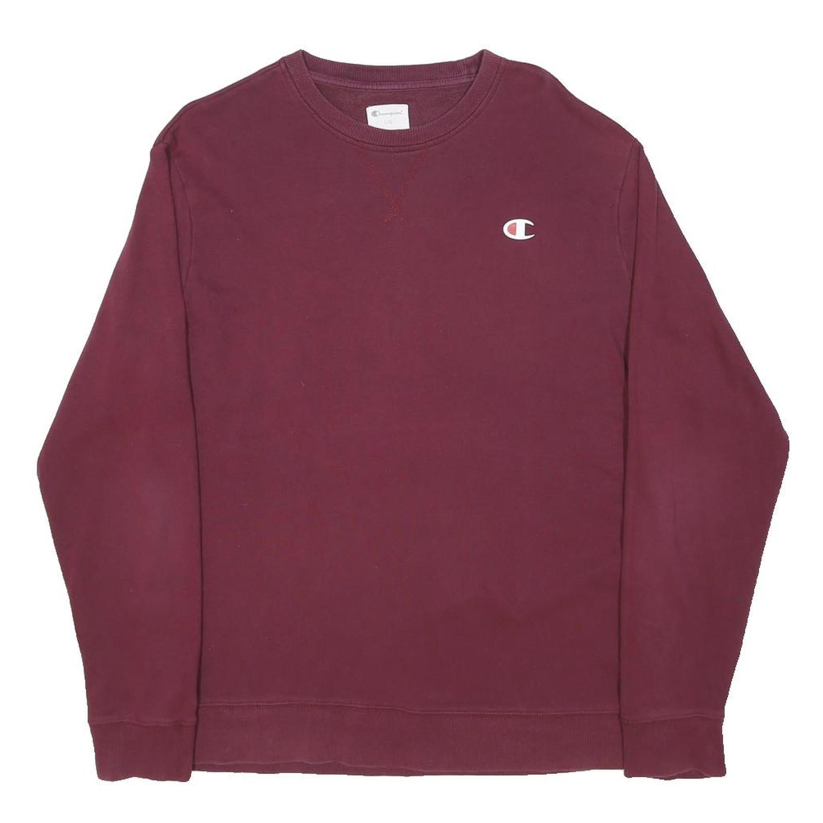 CHAMPION Mens Maroon Crew Neck L Cotton Sweatshirt Pullover Casual Wear