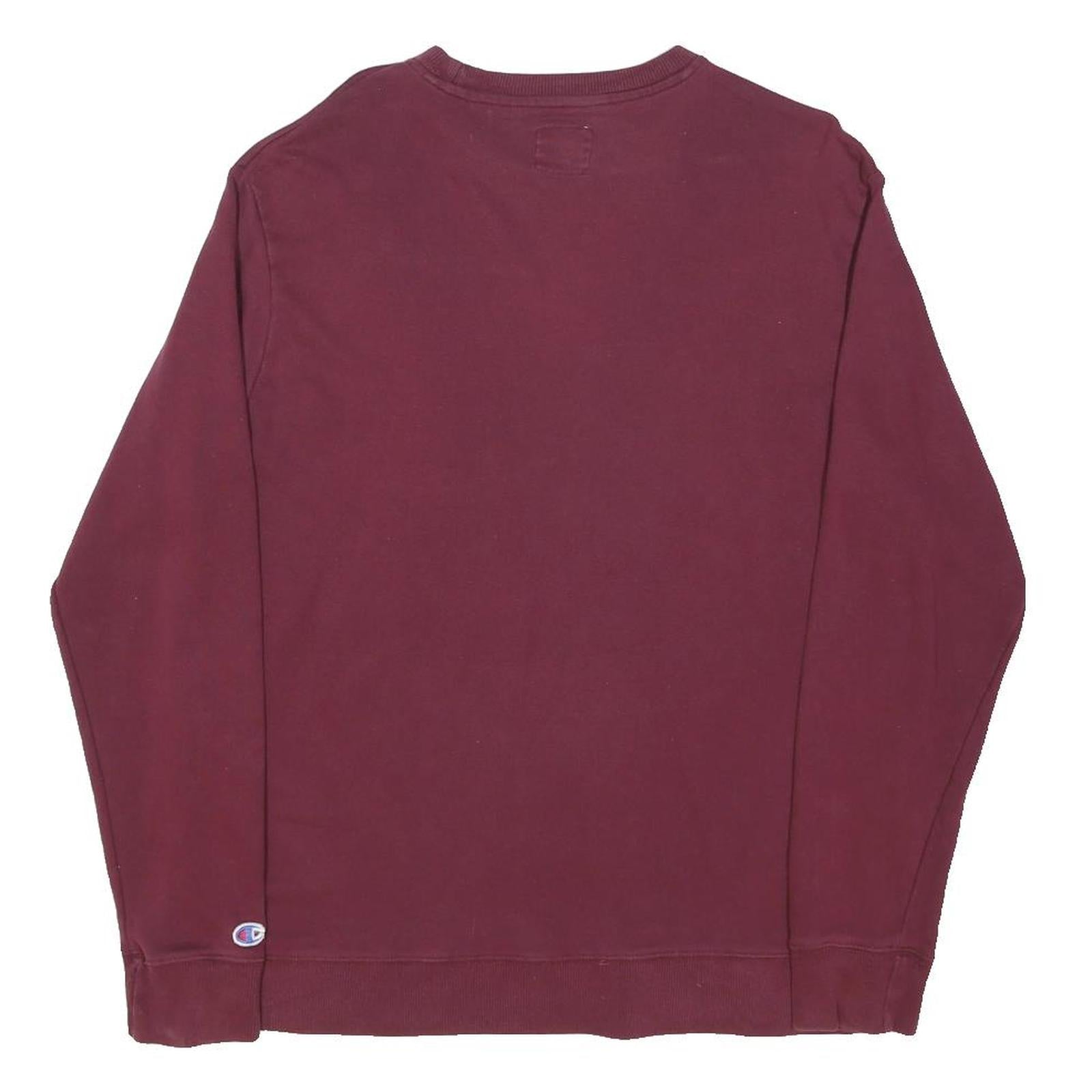 CHAMPION Mens Maroon Crew Neck L Cotton Sweatshirt Pullover Casual Wear