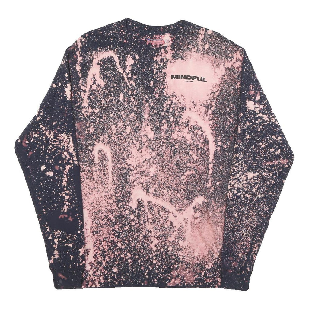 CHAMPION Mens Black & Pink Graphic Long Sleeve Crew Neck T-Shirt M