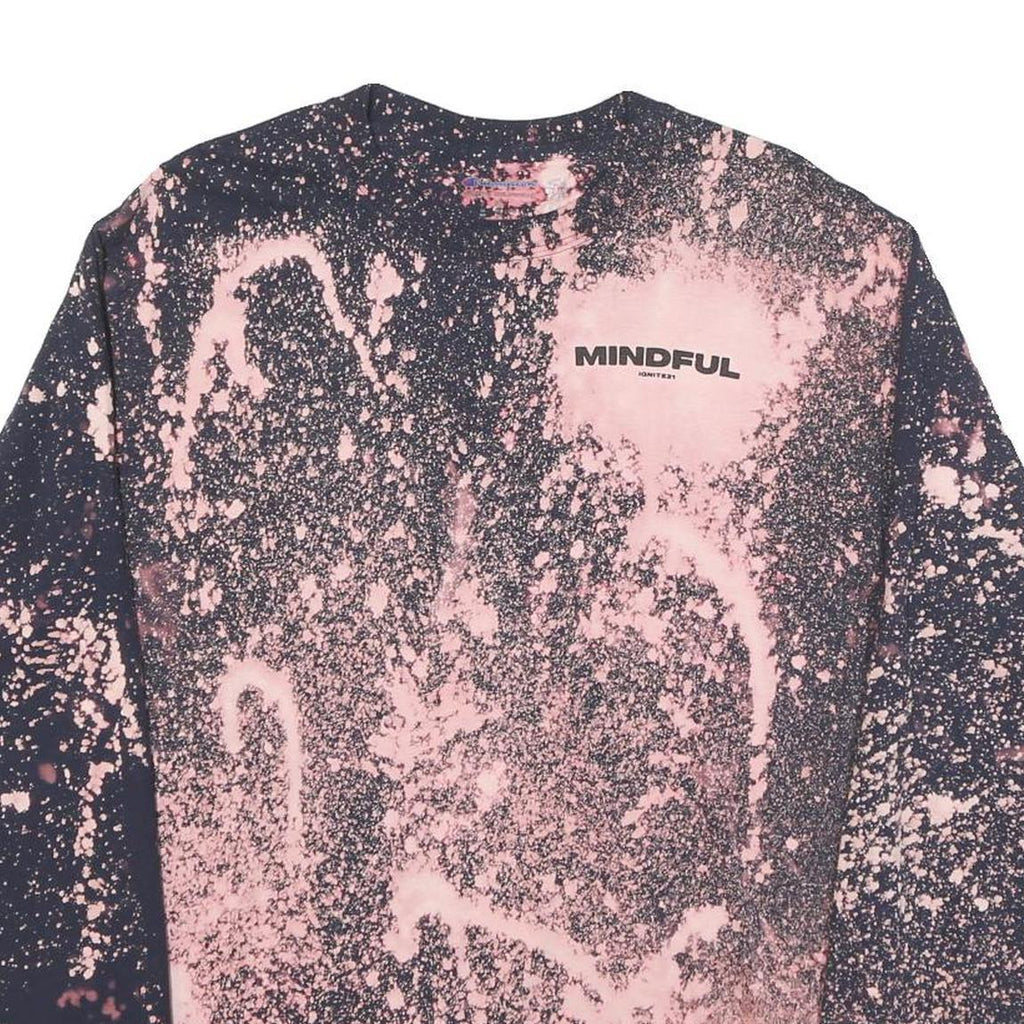 CHAMPION Mens Black & Pink Graphic Long Sleeve Crew Neck T-Shirt M