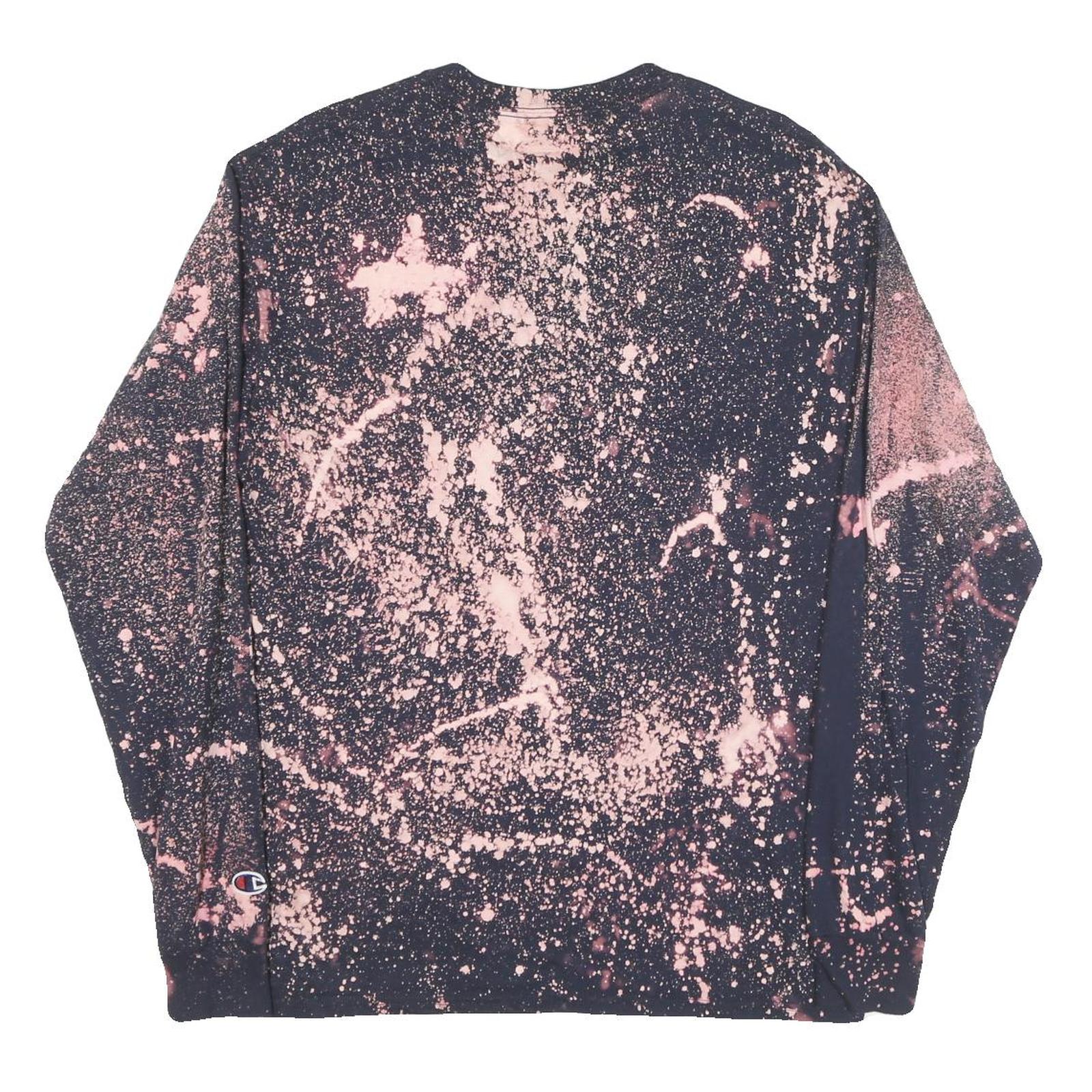 CHAMPION Mens Black & Pink Graphic Long Sleeve Crew Neck T-Shirt M